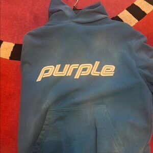Blue Hoodie with 'Purple' Logo Purple Brand Hoodie